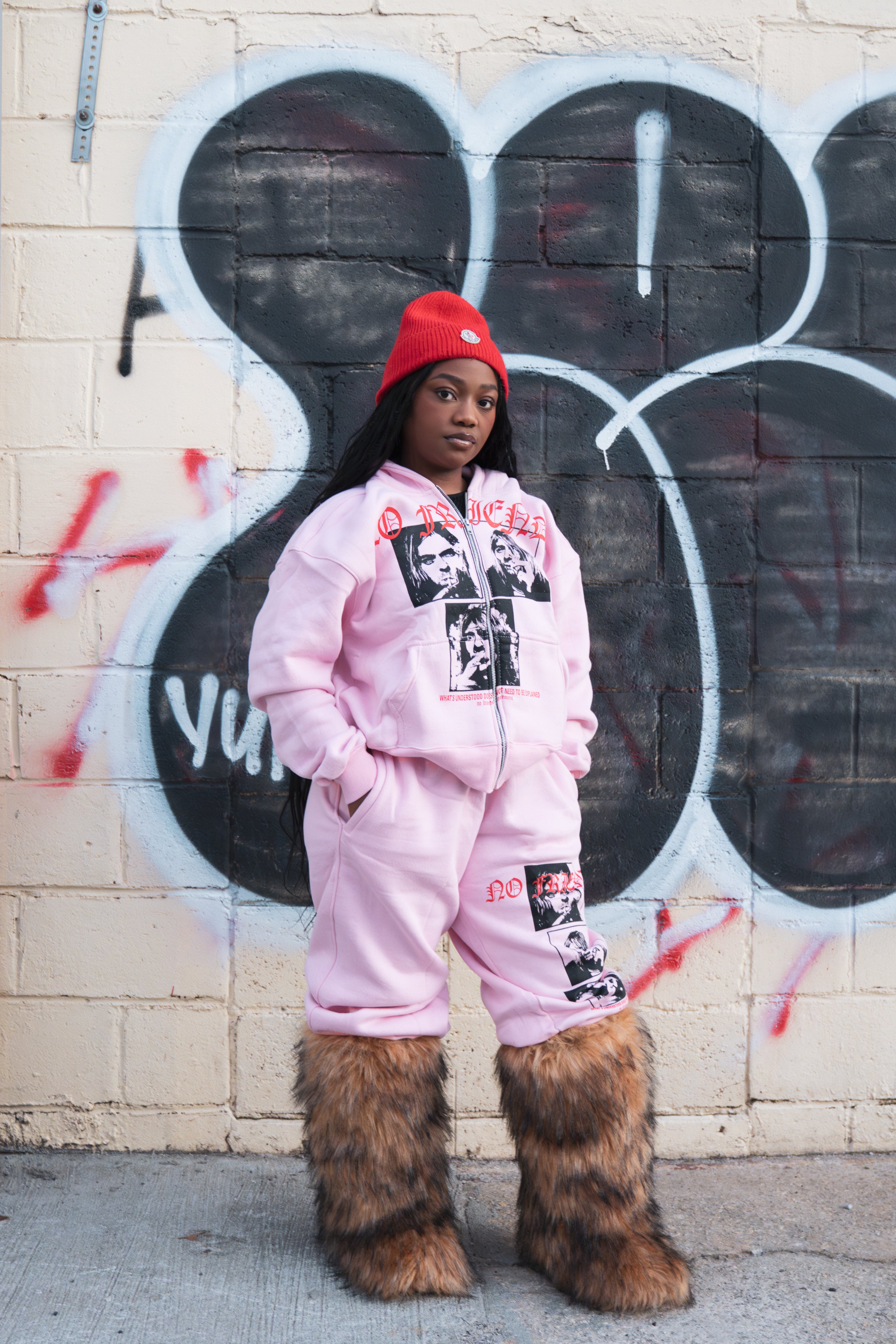 NF® Friends With Cobain Pink Hoodie NF® Friends With Cobain Pink Hoodie